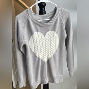 Amazon Gray Sweater with White Heart Design